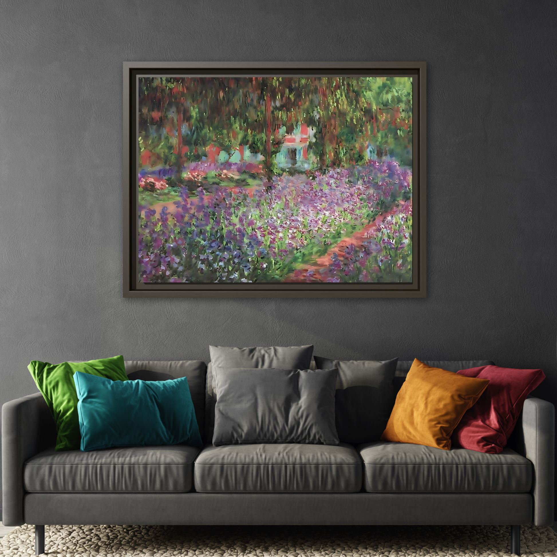 Claude Monet Artists Garden Giverny - Colorful Canvas Wall Art Decor Print