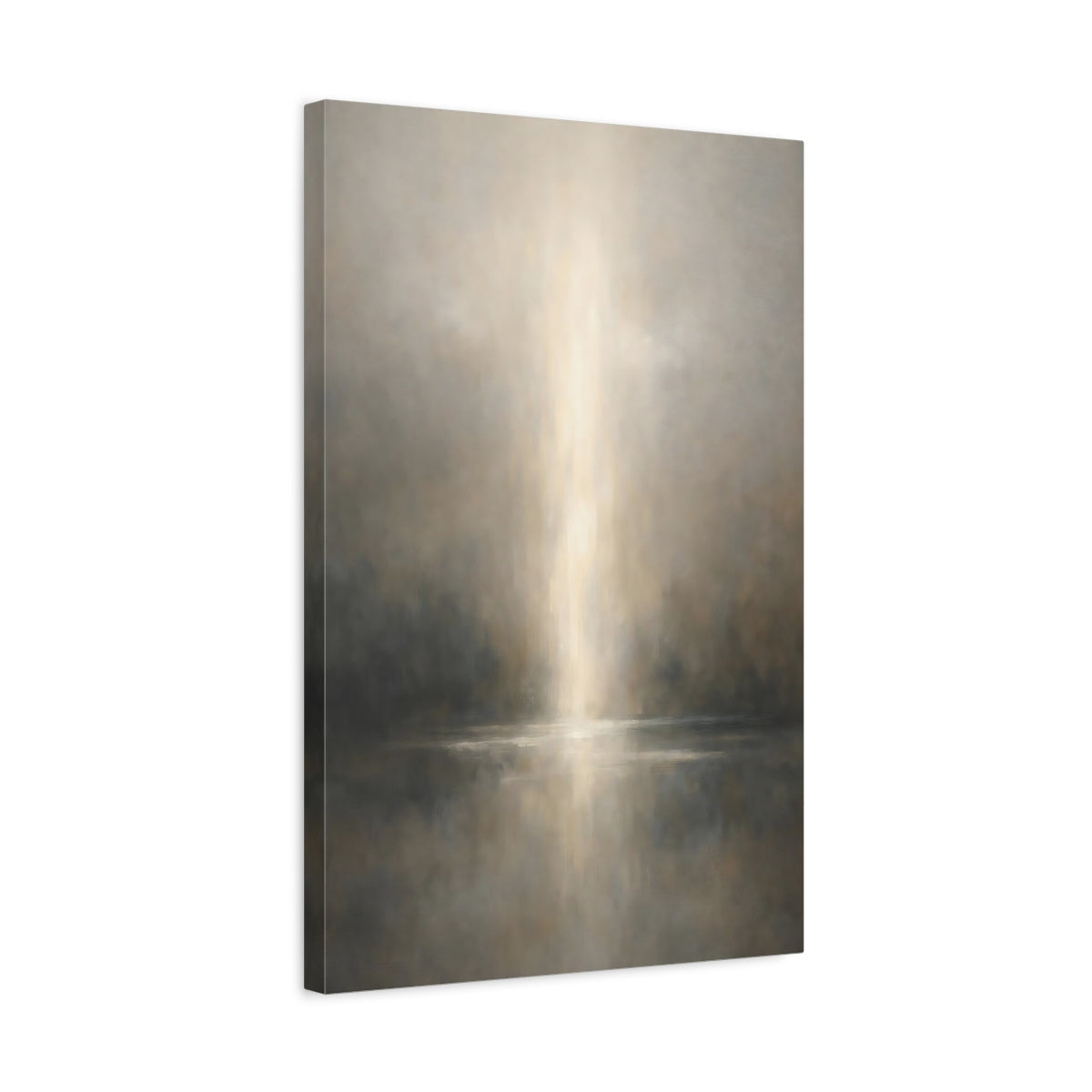 Side Mockup 3. Nature Light Beam Misty Light shown as stretched canvas wall art