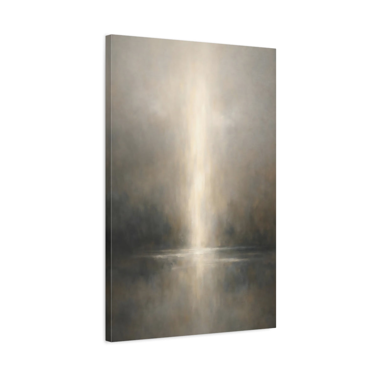 Side Mockup 2. Nature Light Beam Misty Light shown as stretched canvas wall art