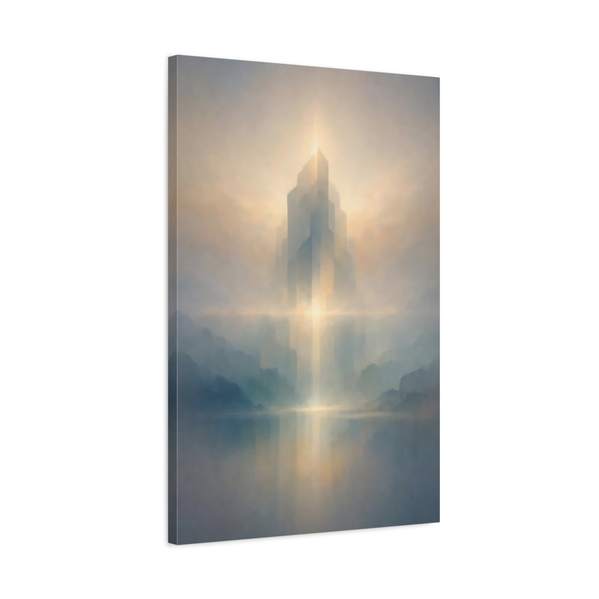 Science Fiction Ethereal City Misty Landscape - Canvas Wall Art Print