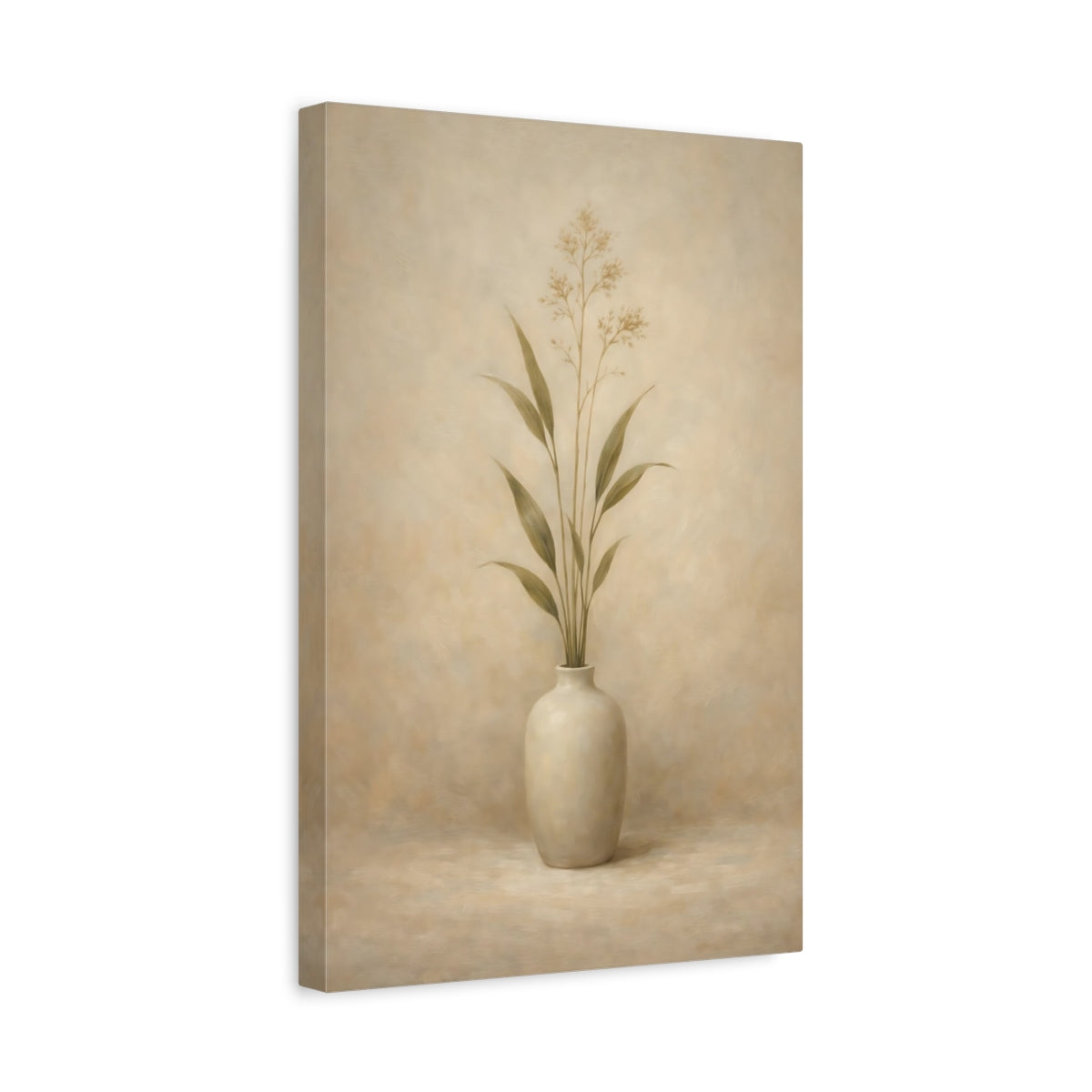 Side Mockup 4. Nature Botanical Art Neutral Botanical shown as stretched canvas wall art