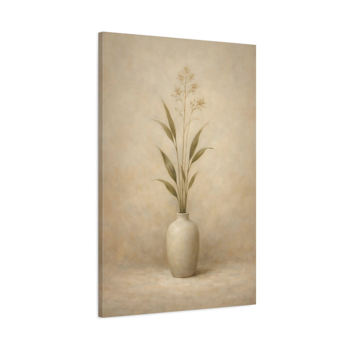 Side Mockup 1. Nature Botanical Art Neutral Botanical shown as stretched canvas wall art