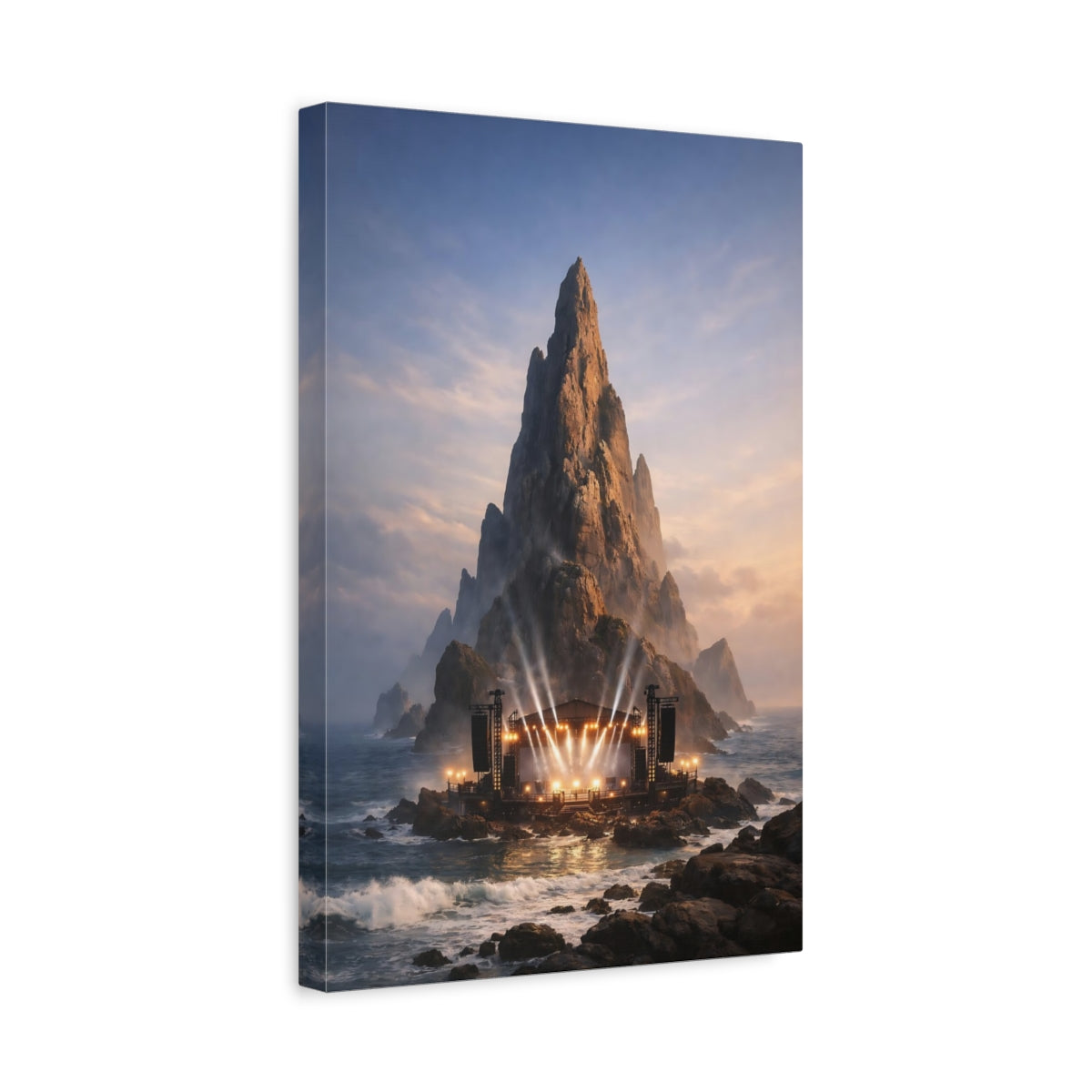 Side Mockup 4. Nature Concert Stage Dramatic Stage Landscape shown as stretched canvas wall art