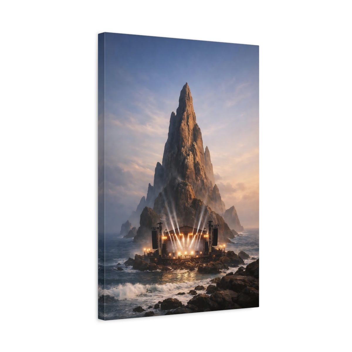 Side Mockup 3. Nature Concert Stage Dramatic Stage Landscape shown as stretched canvas wall art