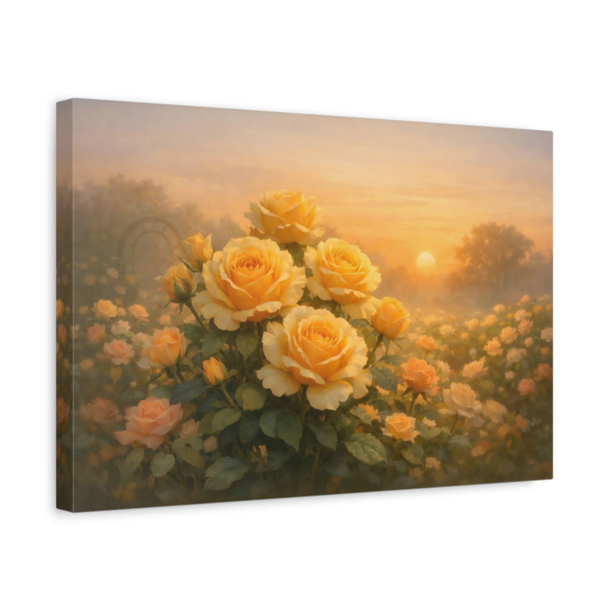 Jardin de roses Golden Glow Roses jaunes Fleurs - Impression sur toile