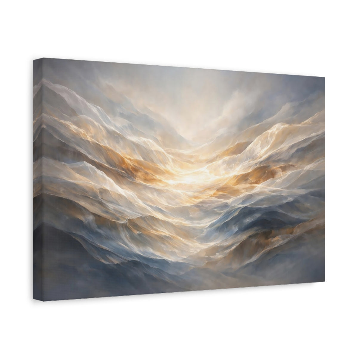 Mineral Flow Light Shadow Ocean Waves Nature - Canvas Wall Art Print