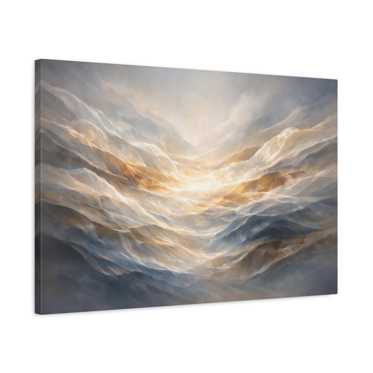 Mineral Flow Light Shadow Ocean Waves Nature - Canvas Wall Art Print