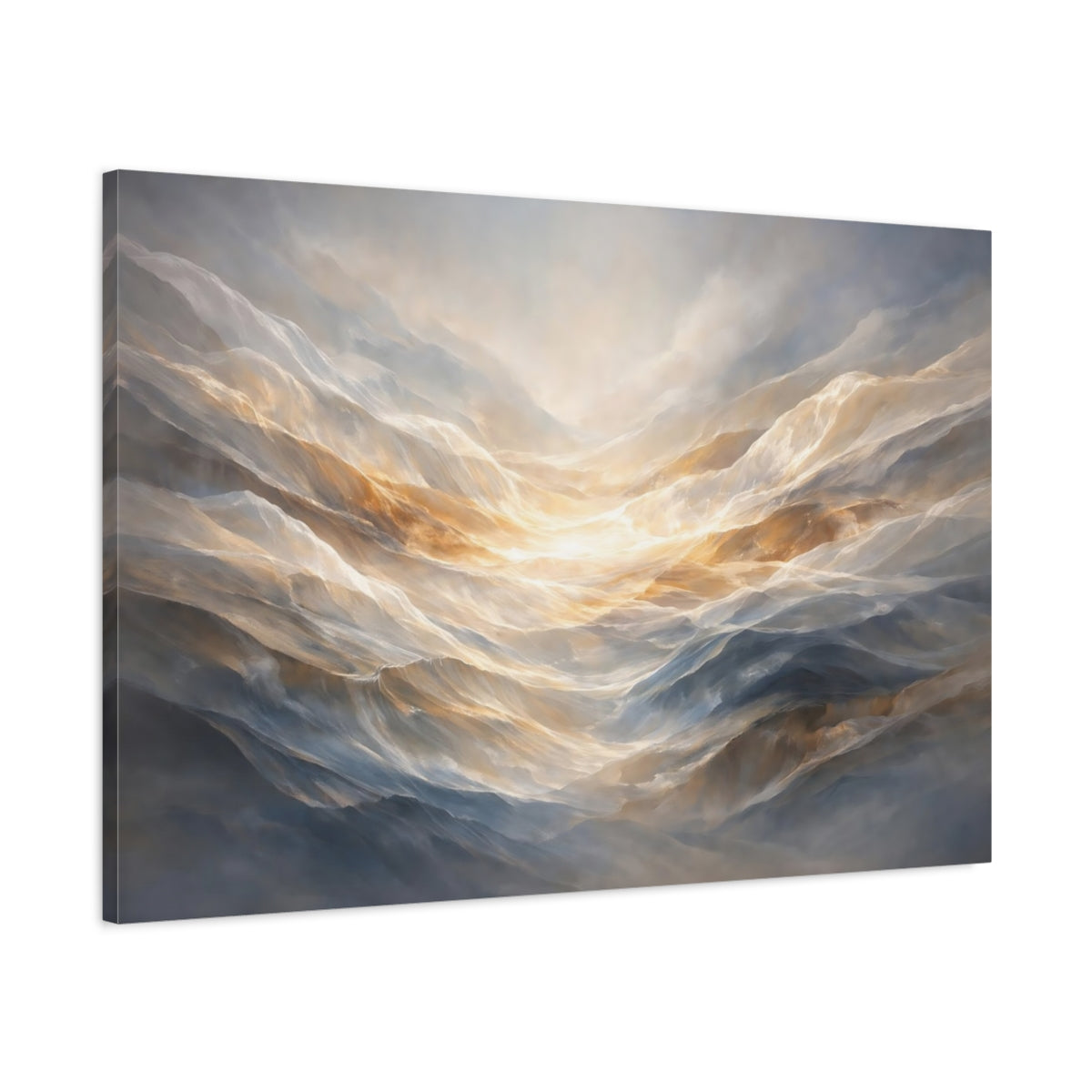 Mineral Flow Light Shadow Ocean Waves Nature - Canvas Wall Art Print