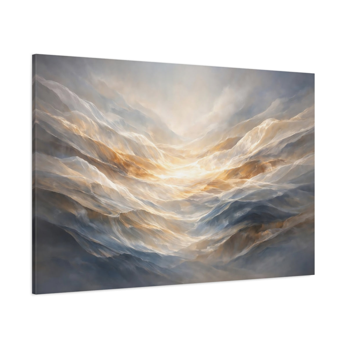 Mineral Flow Light Shadow Ocean Waves Nature - Canvas Wall Art Print