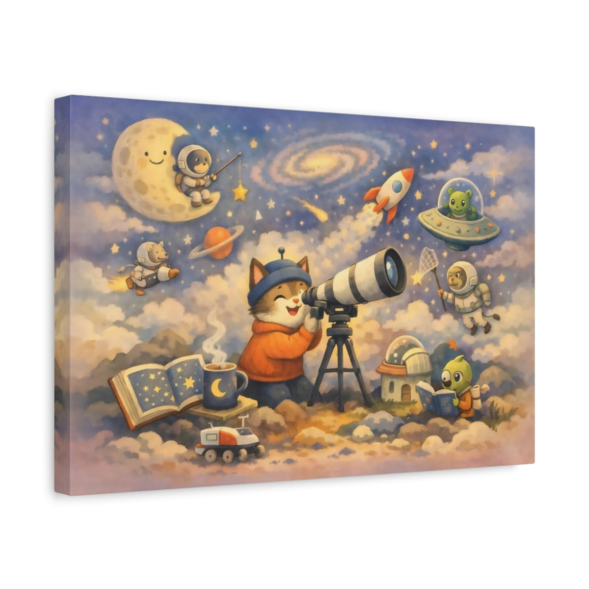 Science Fiction Space Animals Dreamy Art - Canvas Wall Art Print