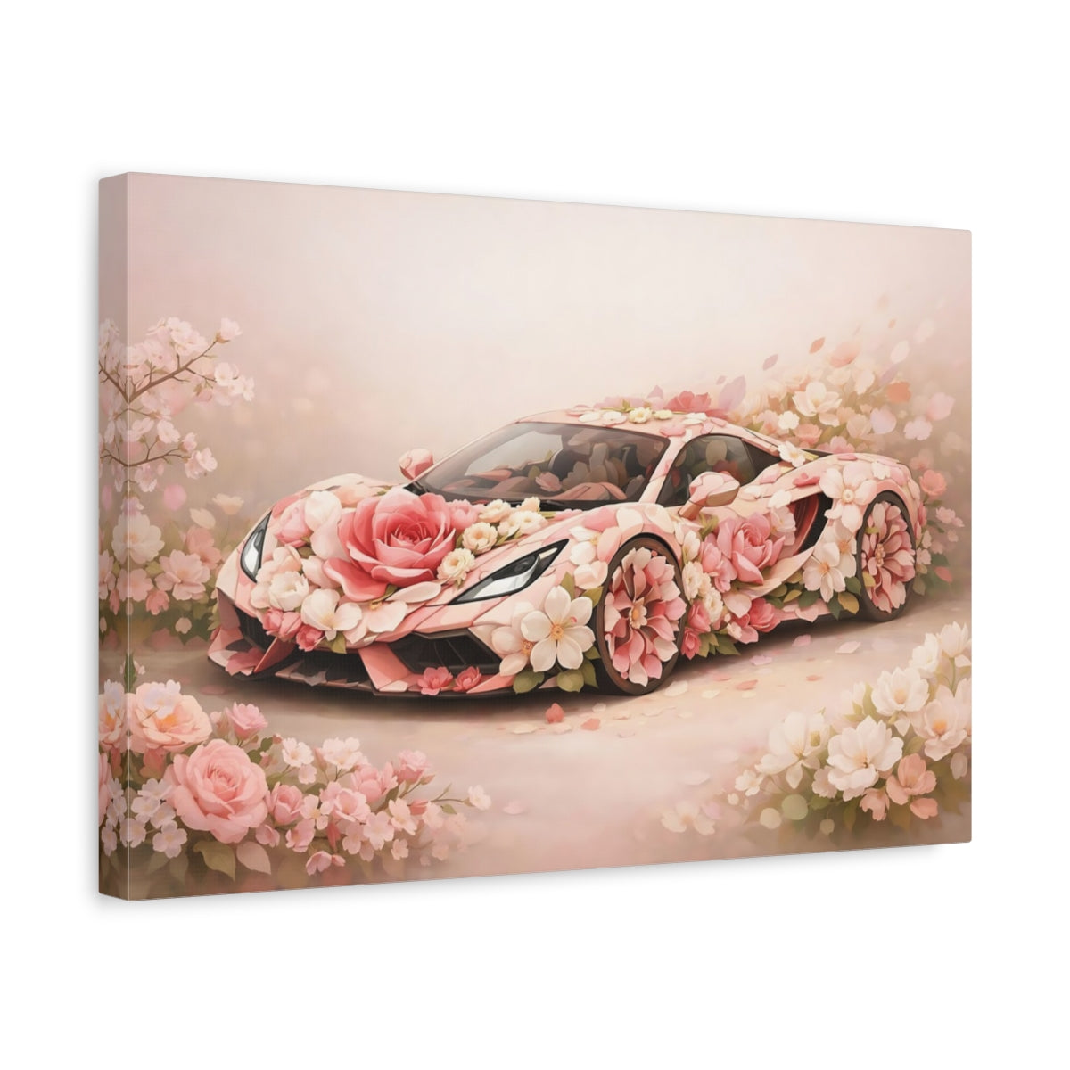 Floral Supercar Flower Car - Canvas Wall Art Print