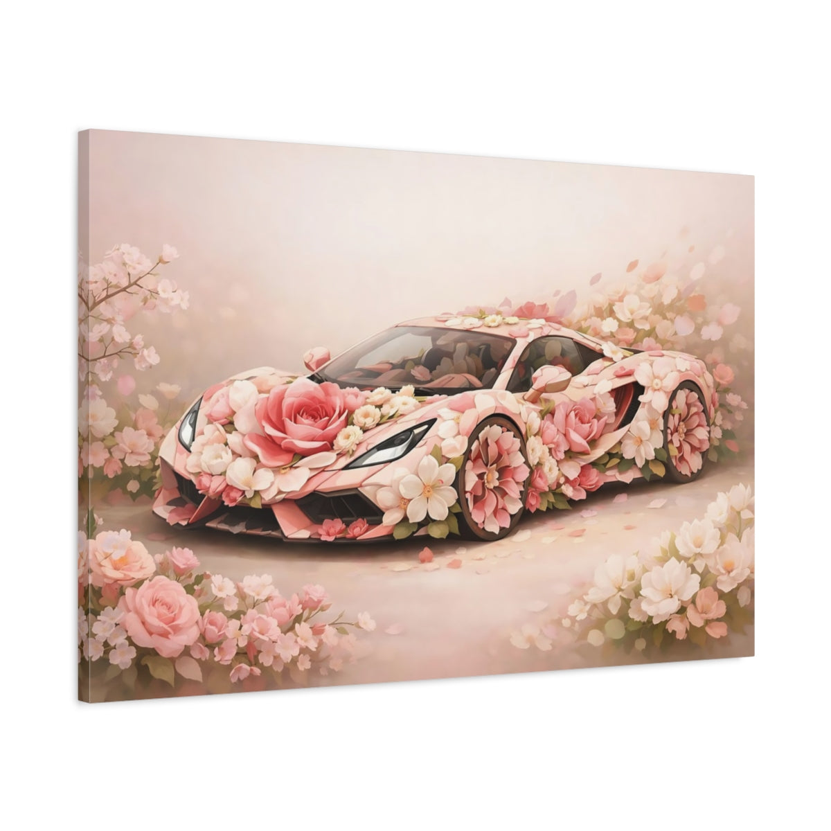 Floral Supercar Flower Car - Canvas Wall Art Print