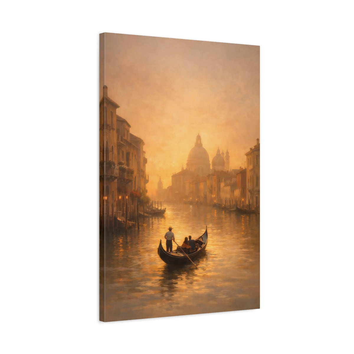 Vintage Gondola Golden Venice - Canvas Wall Art Print