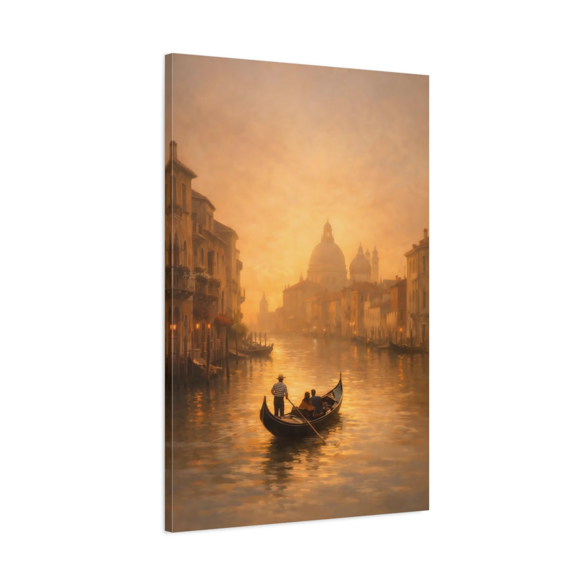 Vintage Gondola Golden Venice - Canvas Wall Art Print