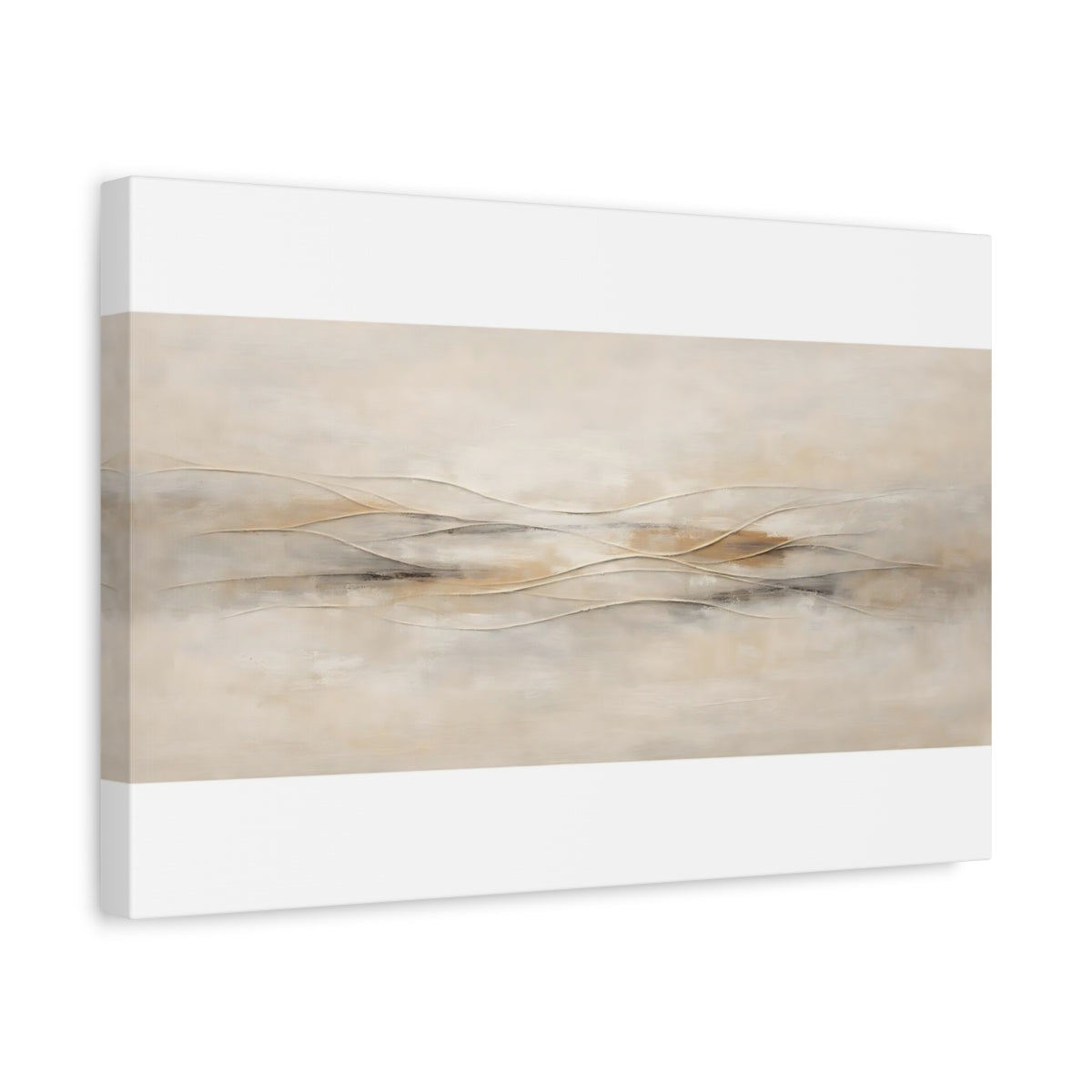 Side Mockup 4. Neutral Textured Abstract With Carved Lines shown as stretched canvas wall art