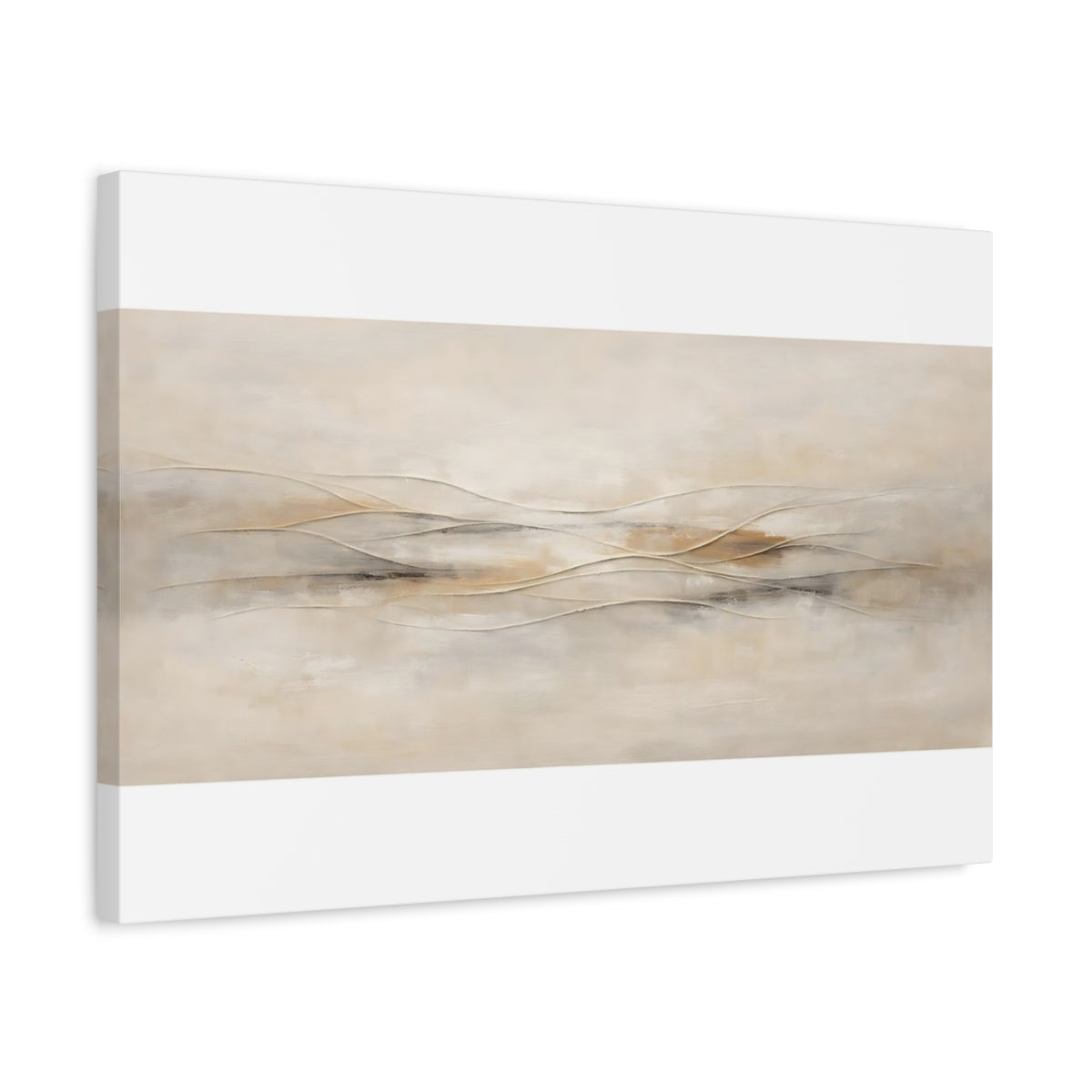 Side Mockup 3. Neutral Textured Abstract With Carved Lines shown as stretched canvas wall art