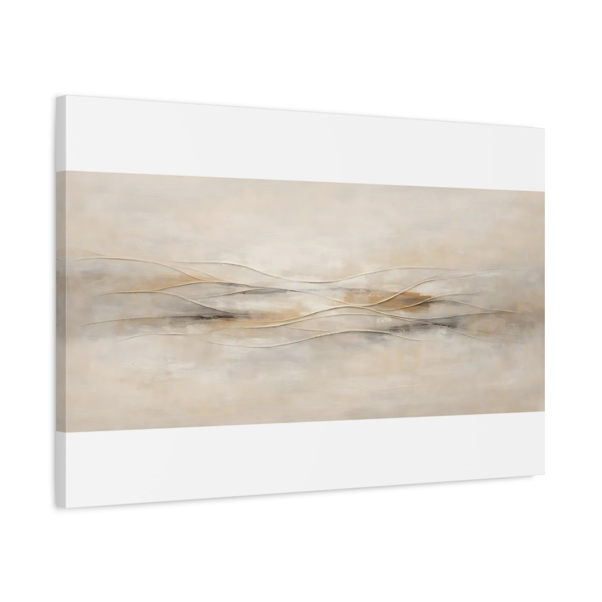 Side Mockup 2. Neutral Textured Abstract With Carved Lines shown as stretched canvas wall art