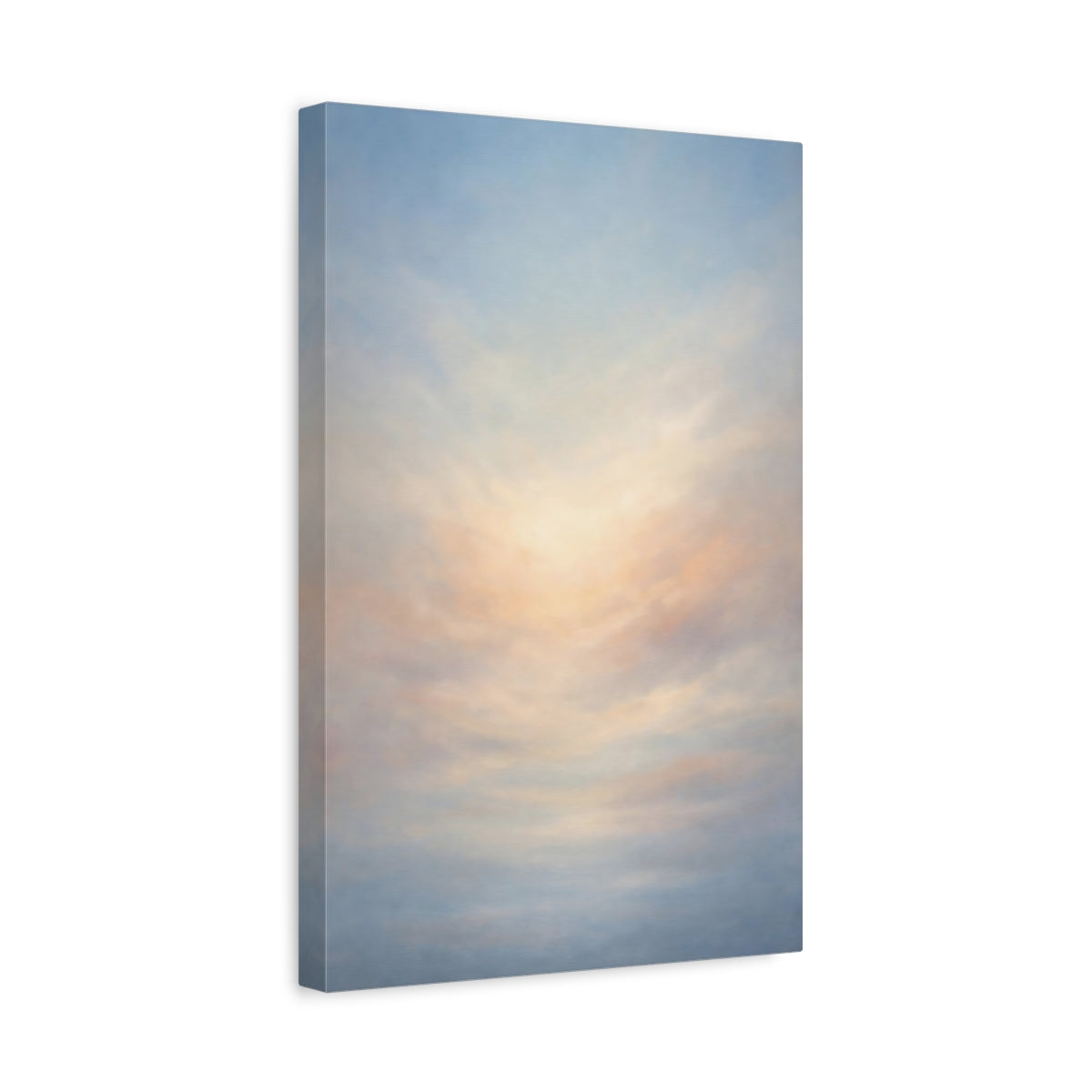 Side Mockup 4. Nature Sky Blue And Peach Sky shown as stretched canvas wall art