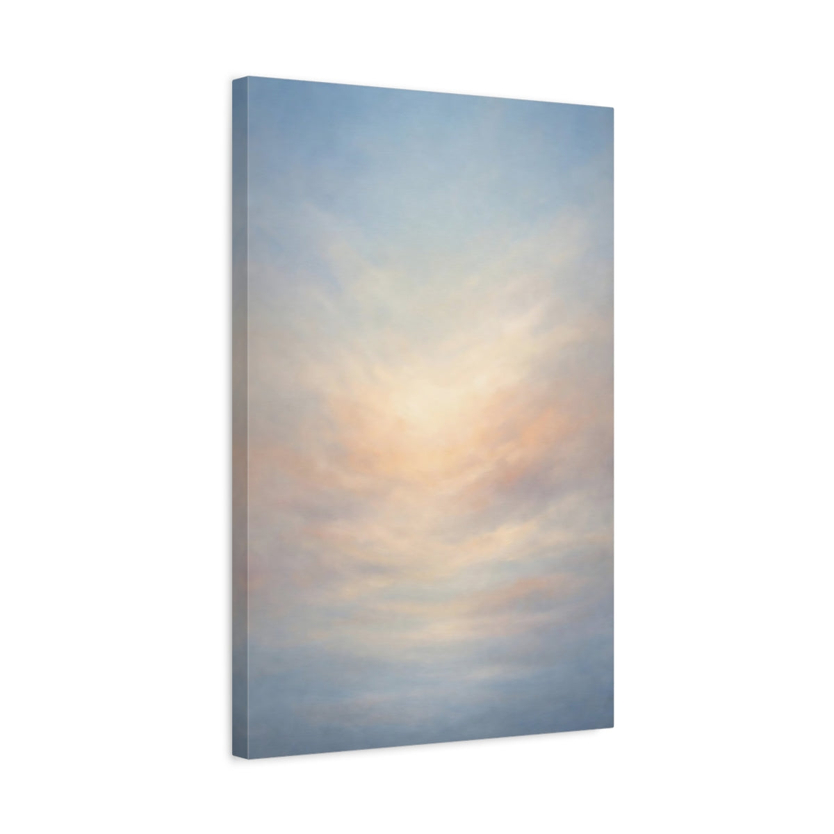 Side Mockup 3. Nature Sky Blue And Peach Sky shown as stretched canvas wall art