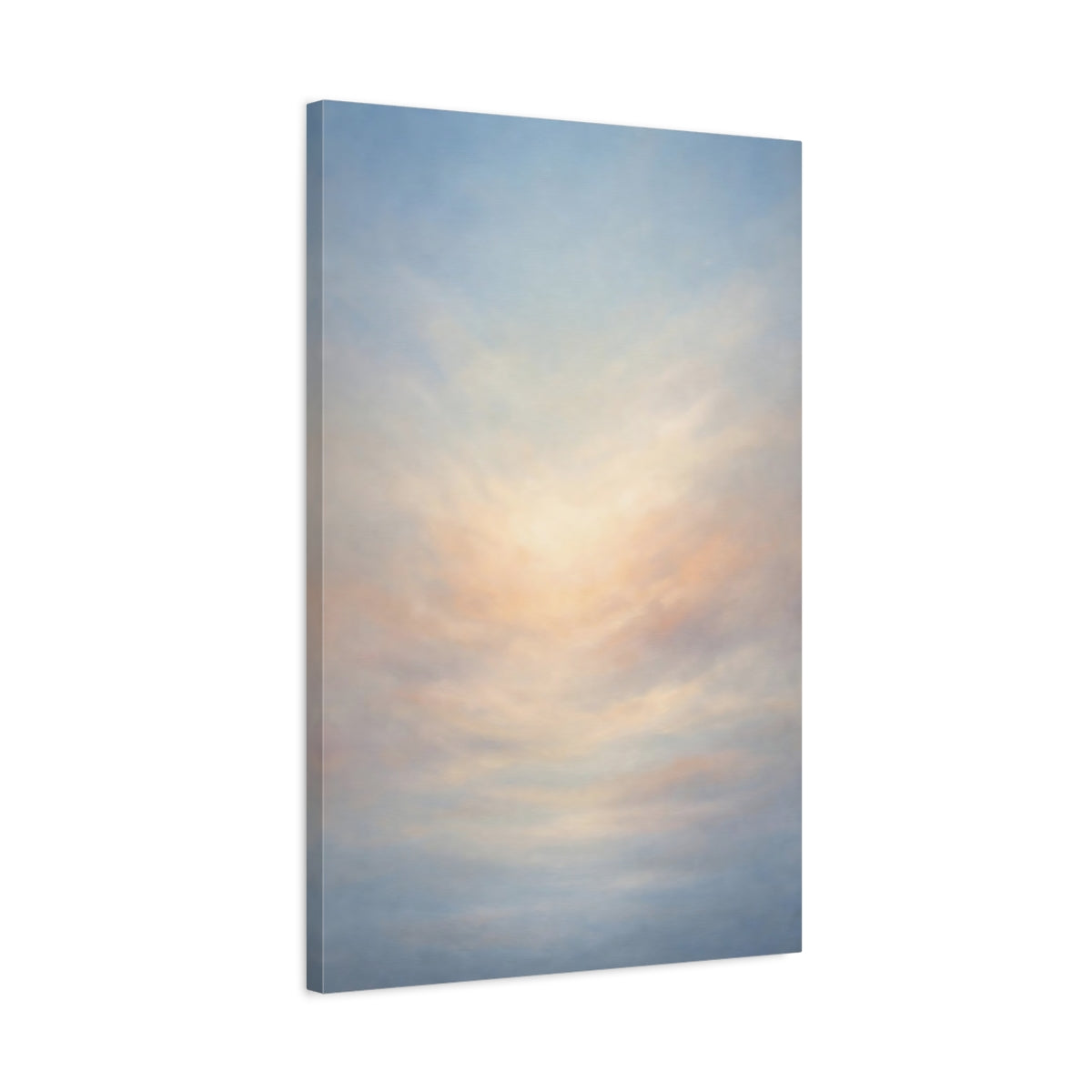 Side Mockup 2. Nature Sky Blue And Peach Sky shown as stretched canvas wall art
