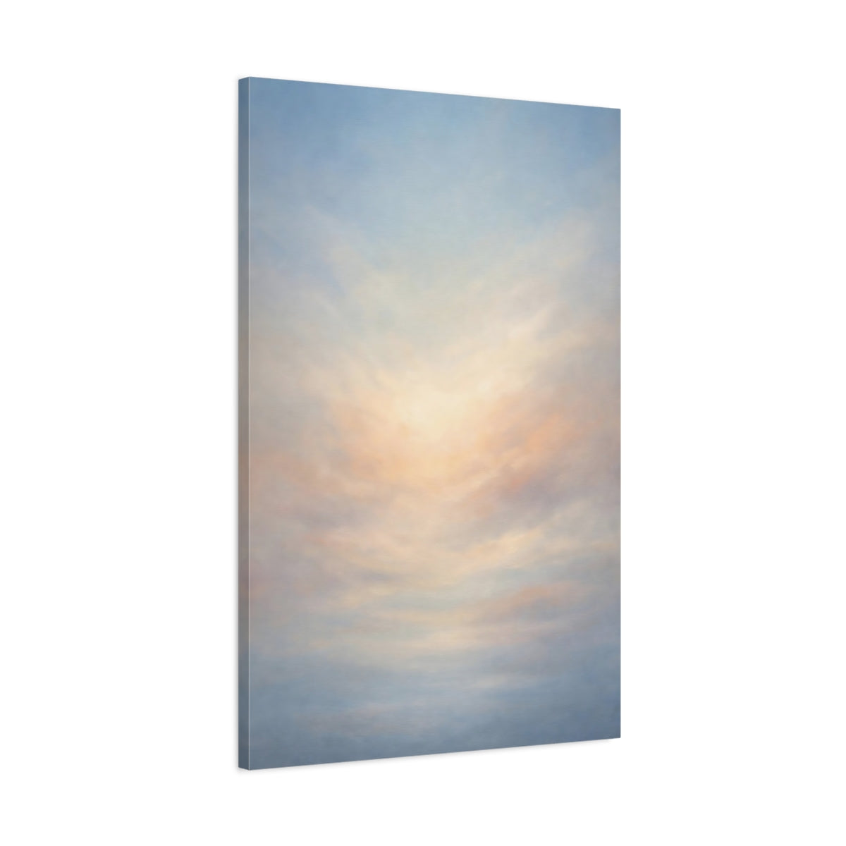 Side Mockup 1. Nature Sky Blue And Peach Sky shown as stretched canvas wall art
