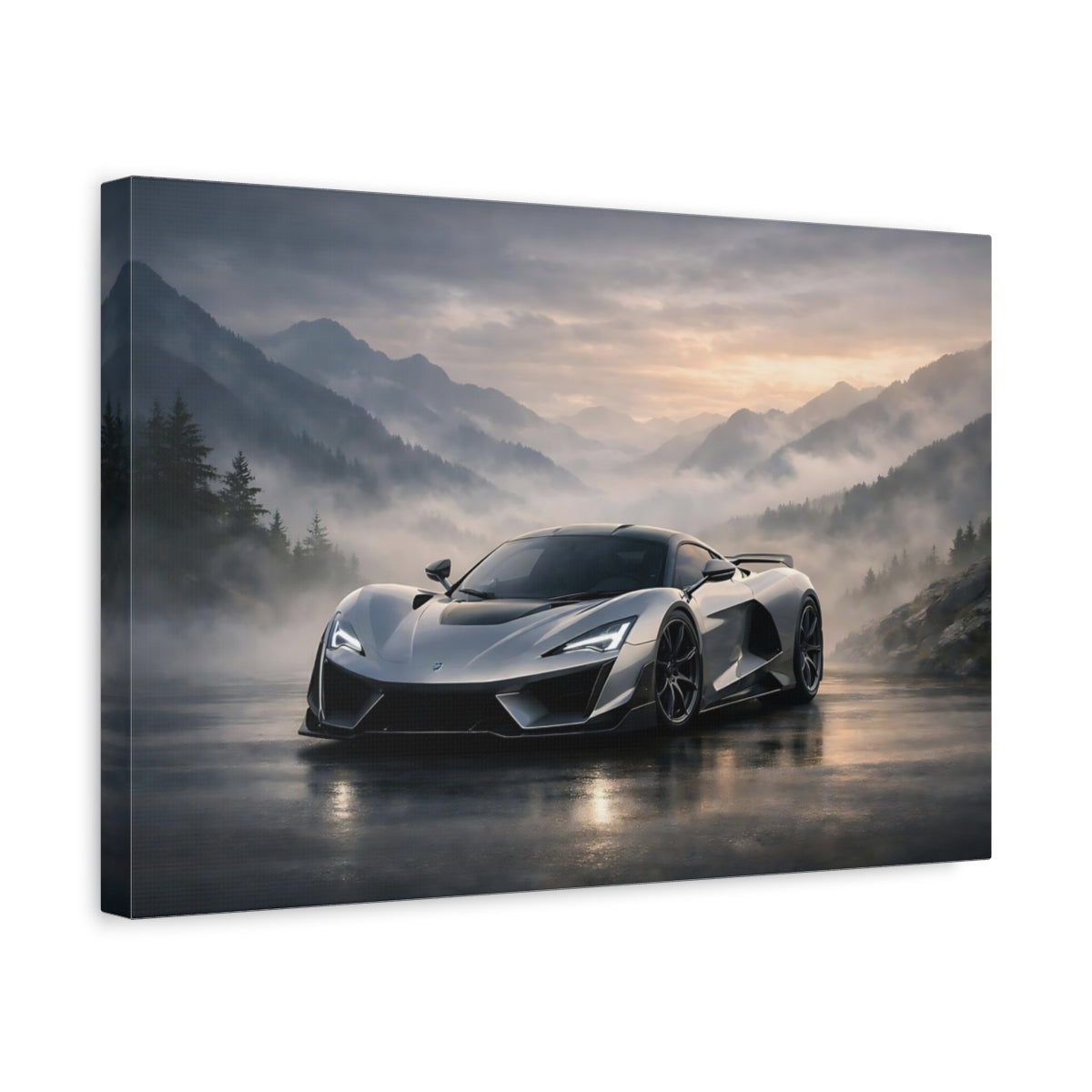 Mist Depth Supercar Futuristic Car Science Fiction - Canvas Wall Art Print