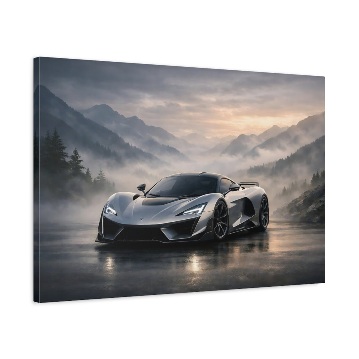 Mist Depth Supercar Futuristic Car Science Fiction - Canvas Wall Art Print
