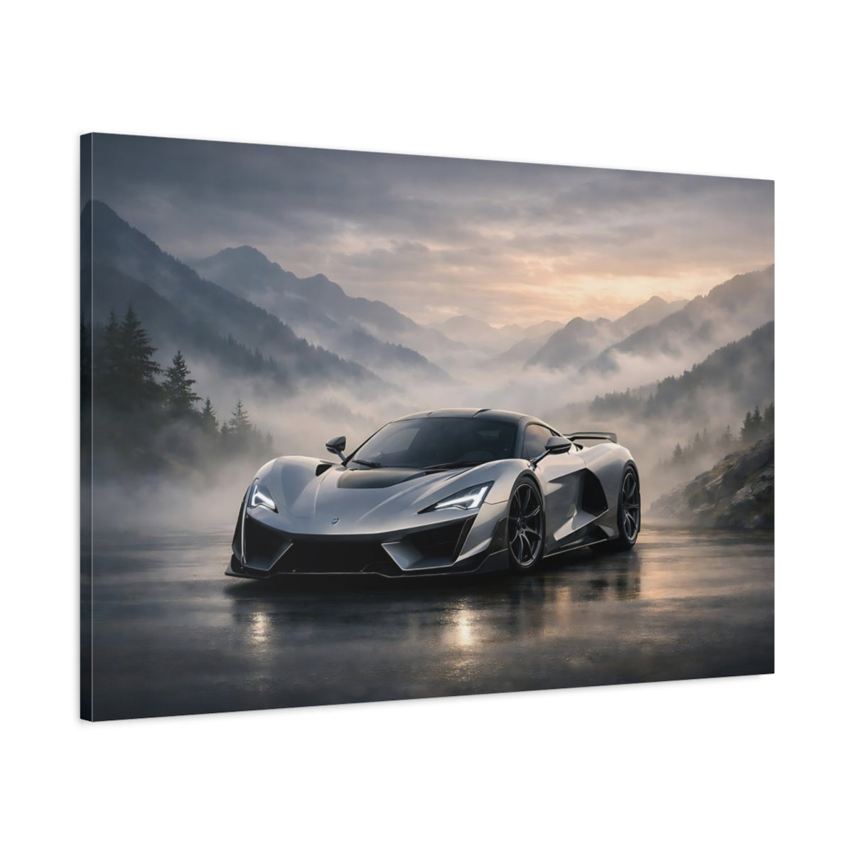 Mist Depth Supercar Futuristic Car Science Fiction - Canvas Wall Art Print
