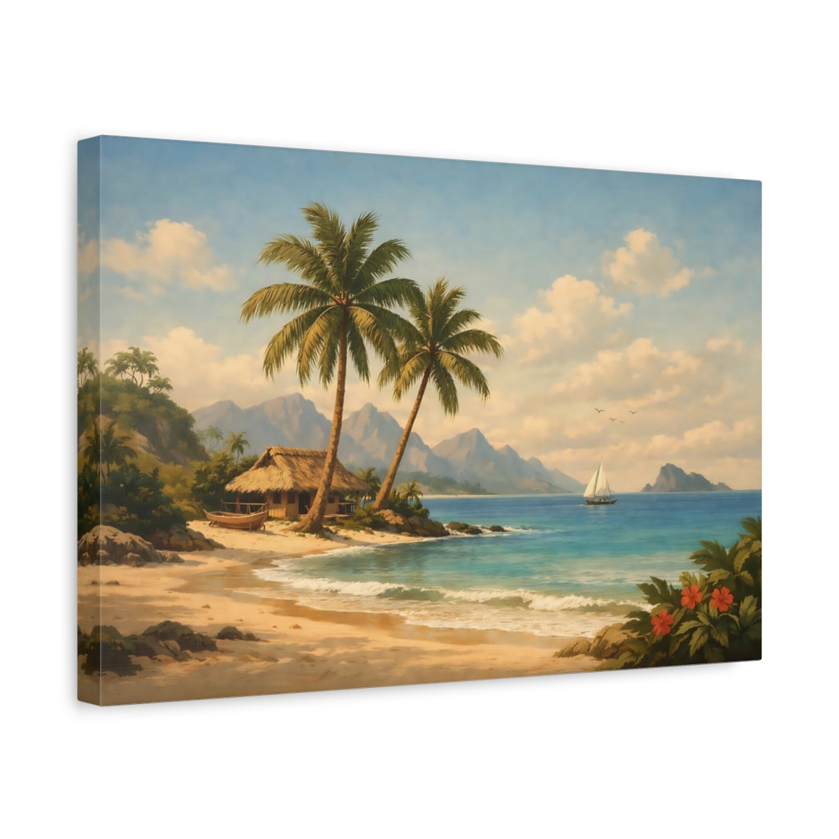 Vintage Tropical Beach Nature - Canvas Wall Art Print