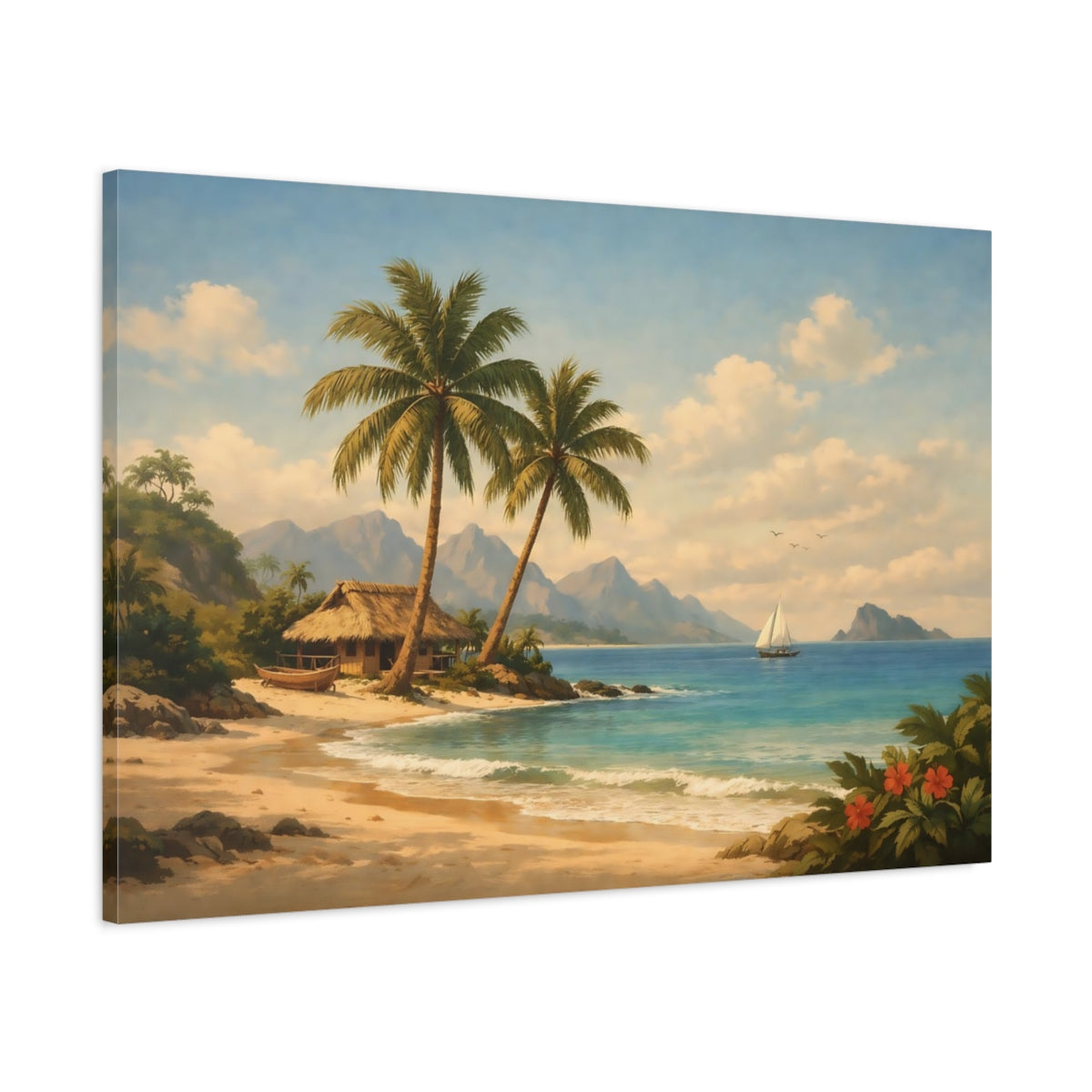 Vintage Tropical Beach Nature - Canvas Wall Art Print