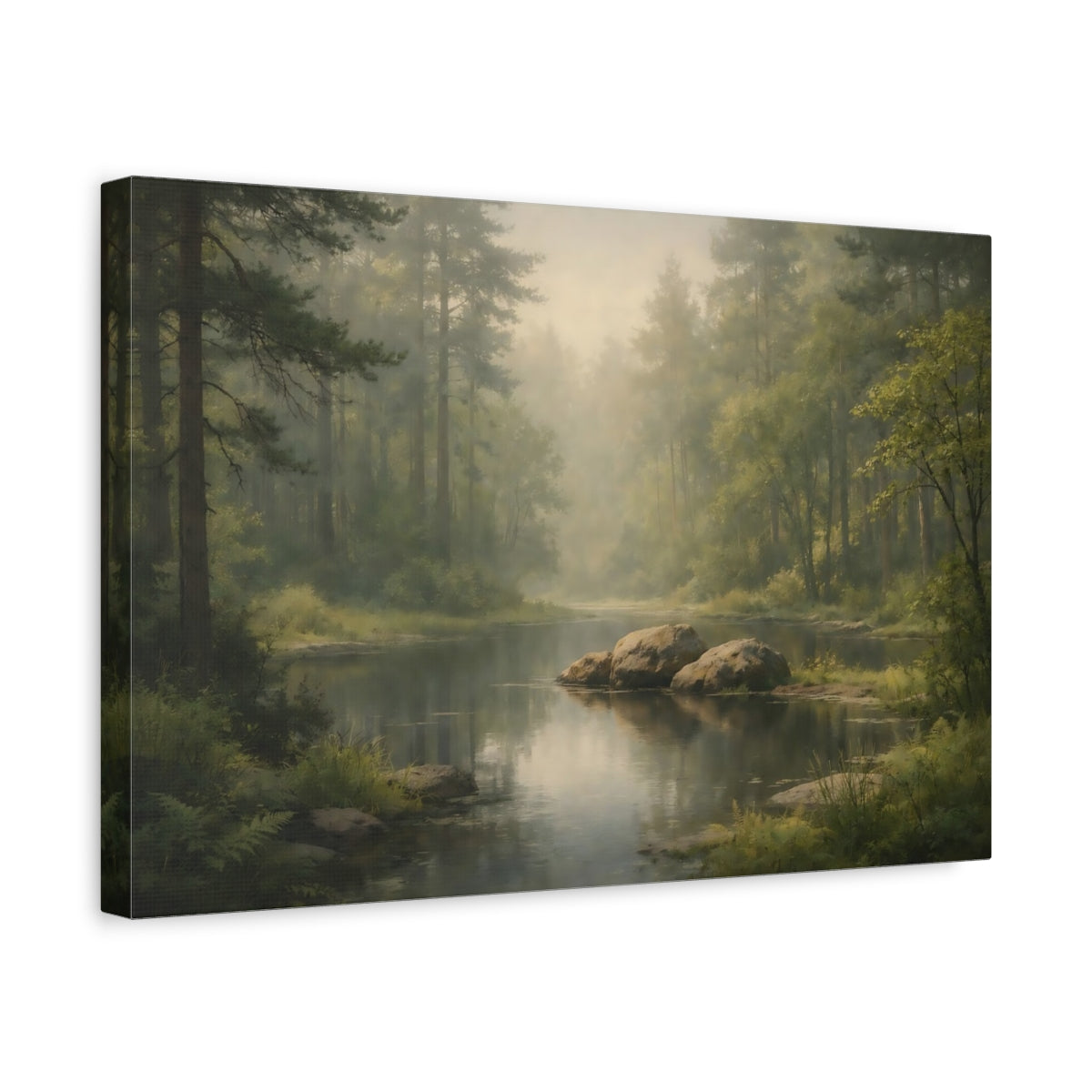 Abstract Forest Peaceful River Nature - Canvas Wall Art Print