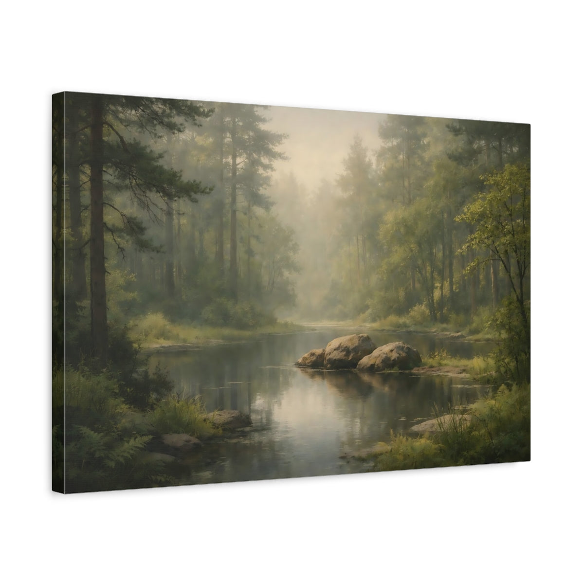 Abstract Forest Peaceful River Nature - Canvas Wall Art Print