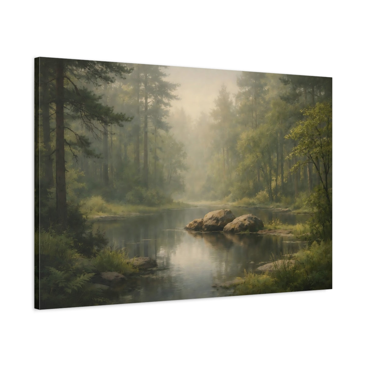 Abstract Forest Peaceful River Nature - Canvas Wall Art Print