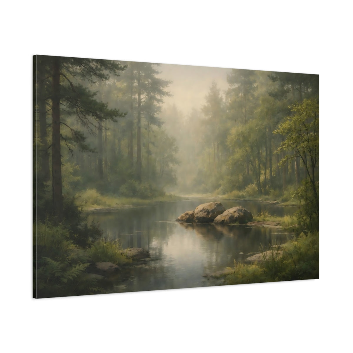 Abstract Forest Peaceful River Nature - Canvas Wall Art Print
