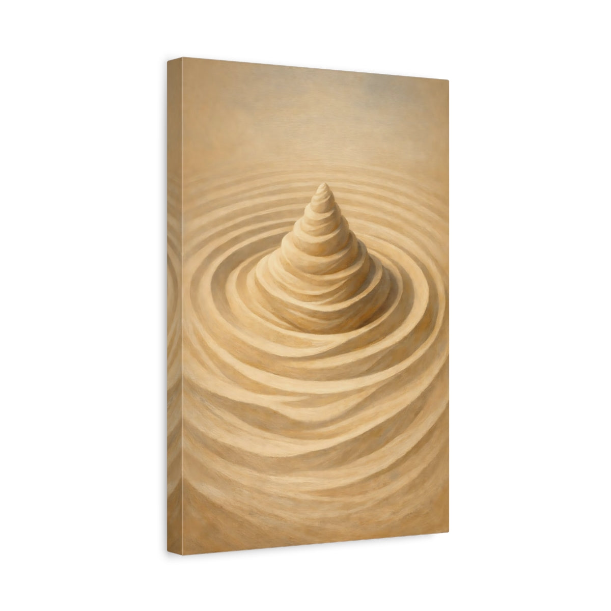 Side Mockup 4. Nature Sand Cone Beige Sand Cone shown as stretched canvas wall art
