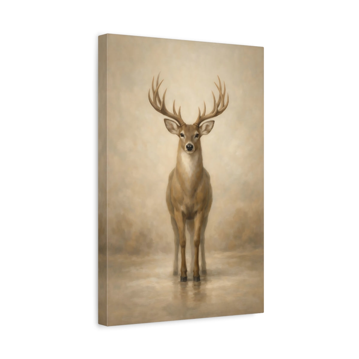 Side Mockup 4. Animals Deer Brown Deer shown as stretched canvas wall art