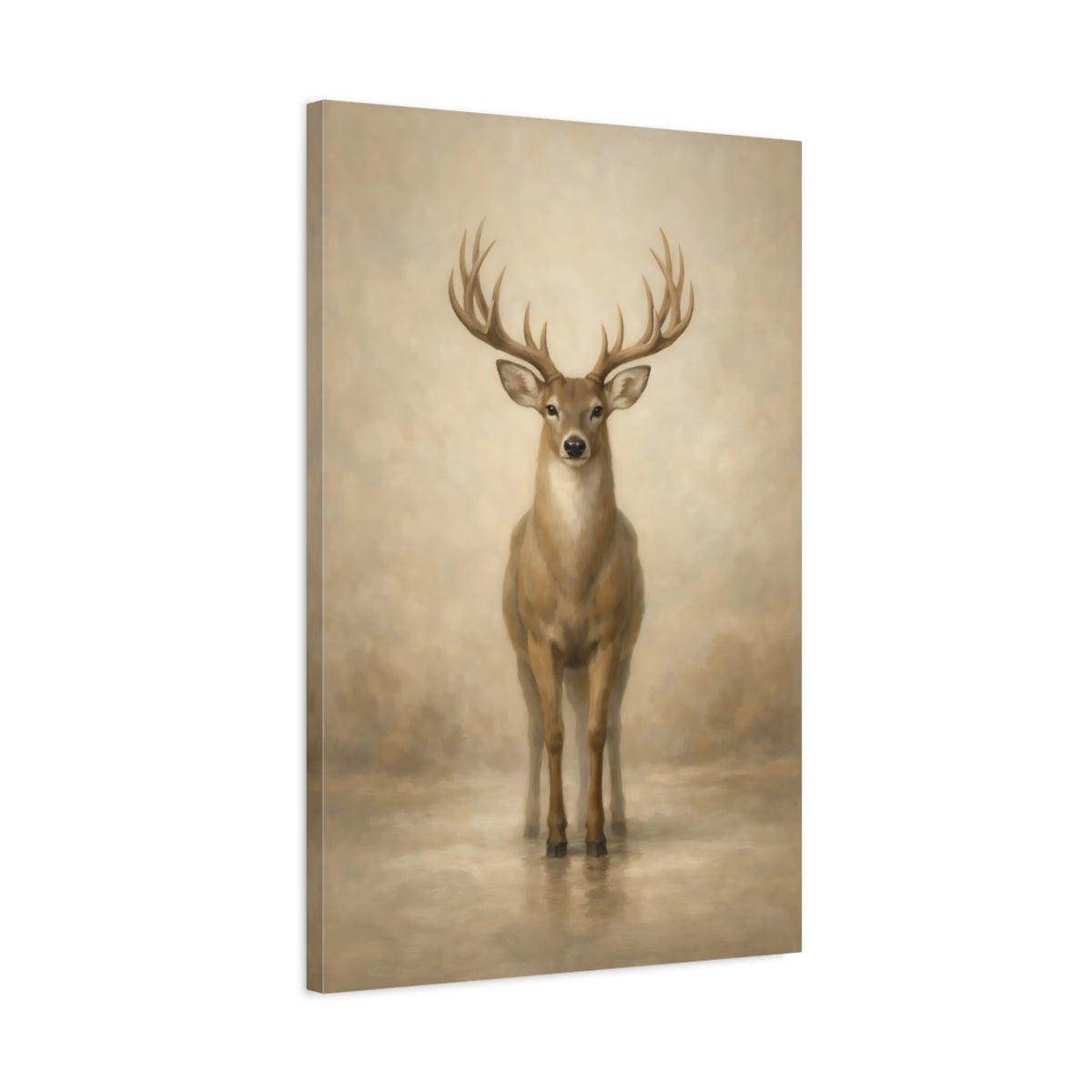 Side Mockup 2. Animals Deer Brown Deer shown as stretched canvas wall art