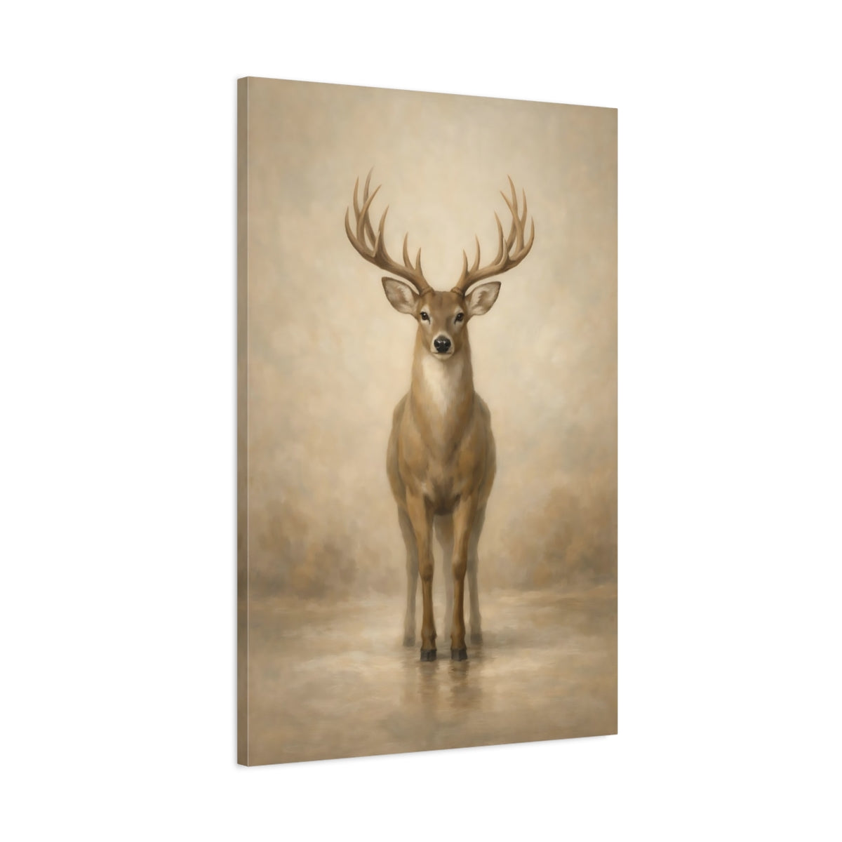 Side Mockup 1. Animals Deer Brown Deer shown as stretched canvas wall art
