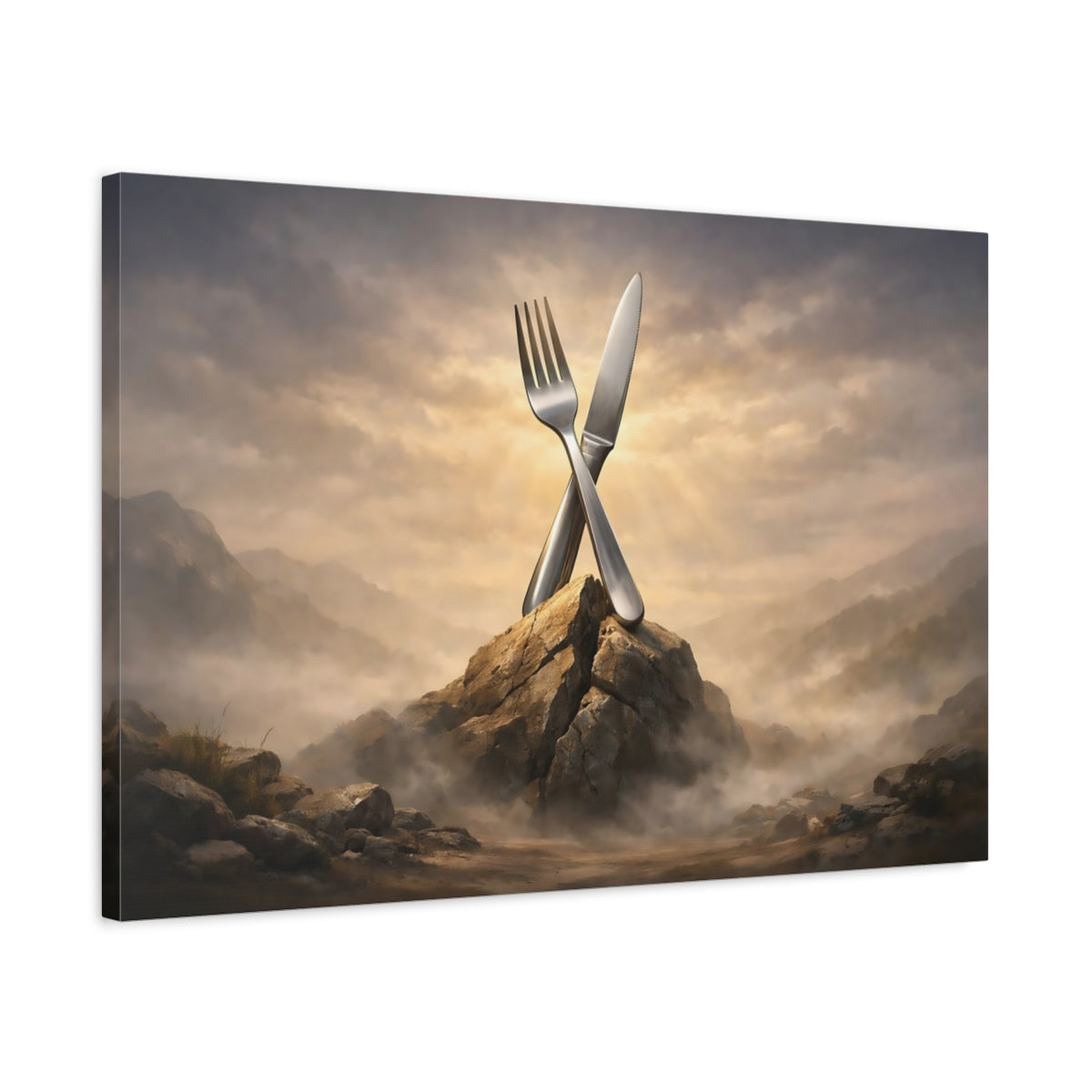Fork And Knife Cutlery Nature - Canvas Wall Art Print