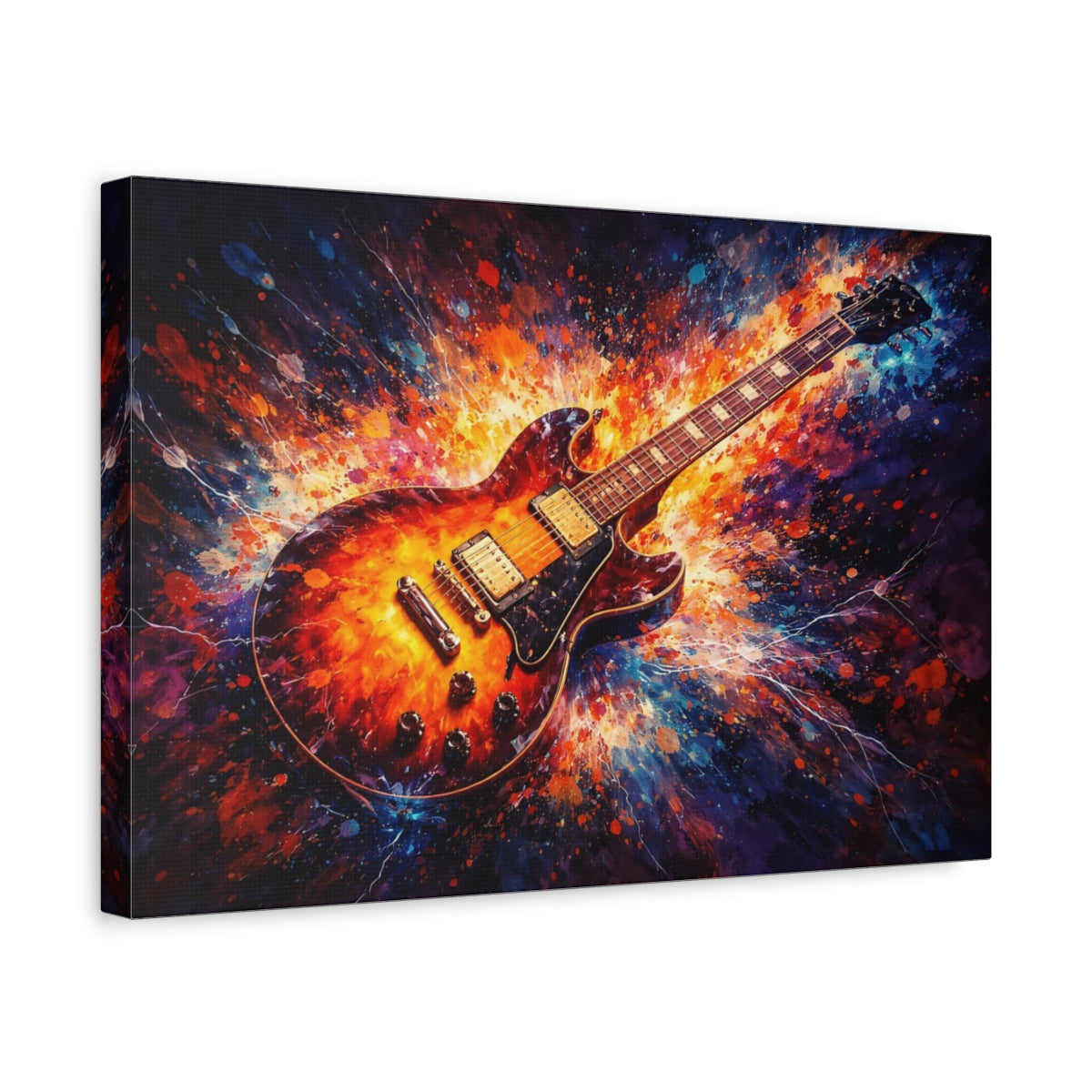 Guitare Électrique Abstraite Colorée - Impression sur Toile Murale