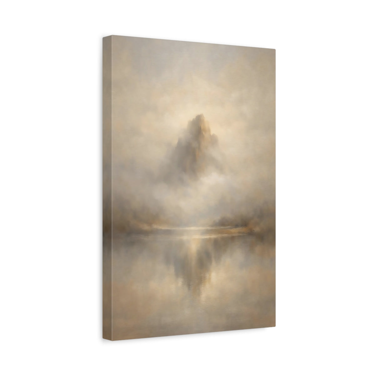 Side Mockup 4. Nature Mountain Brown Gold Landscape shown as stretched canvas wall art