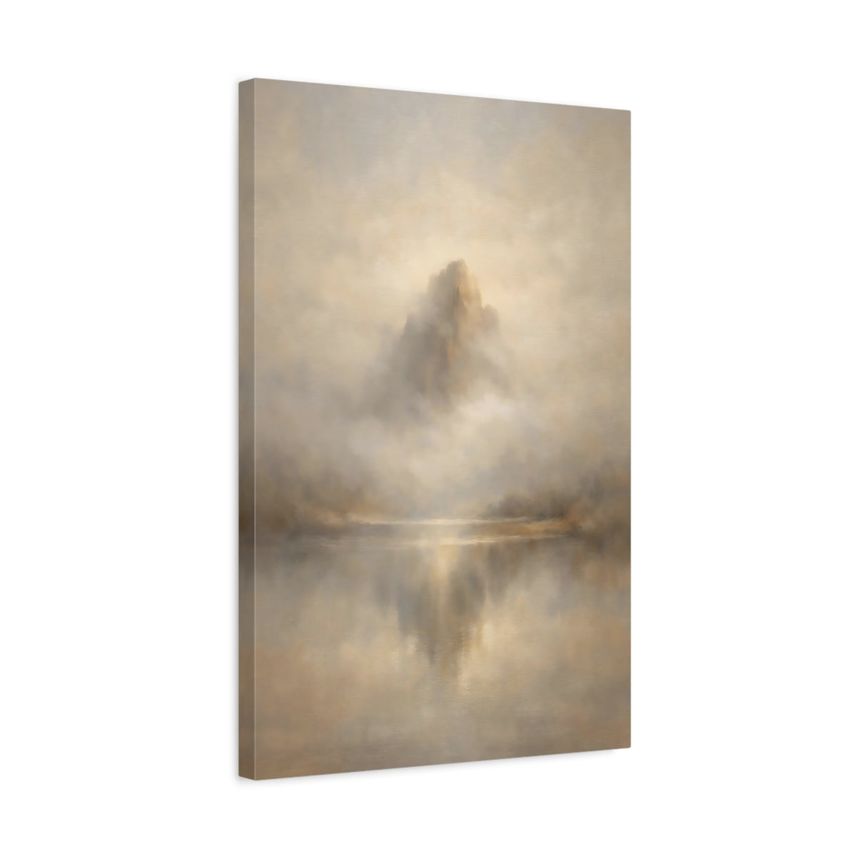 Side Mockup 3. Nature Mountain Brown Gold Landscape shown as stretched canvas wall art