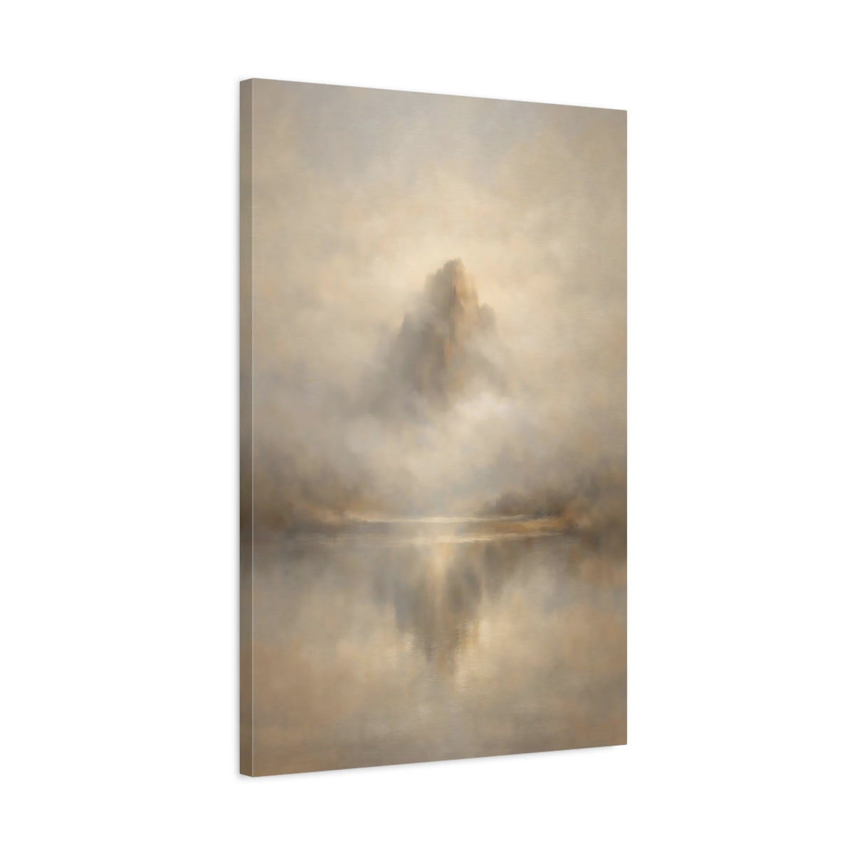 Side Mockup 2. Nature Mountain Brown Gold Landscape shown as stretched canvas wall art