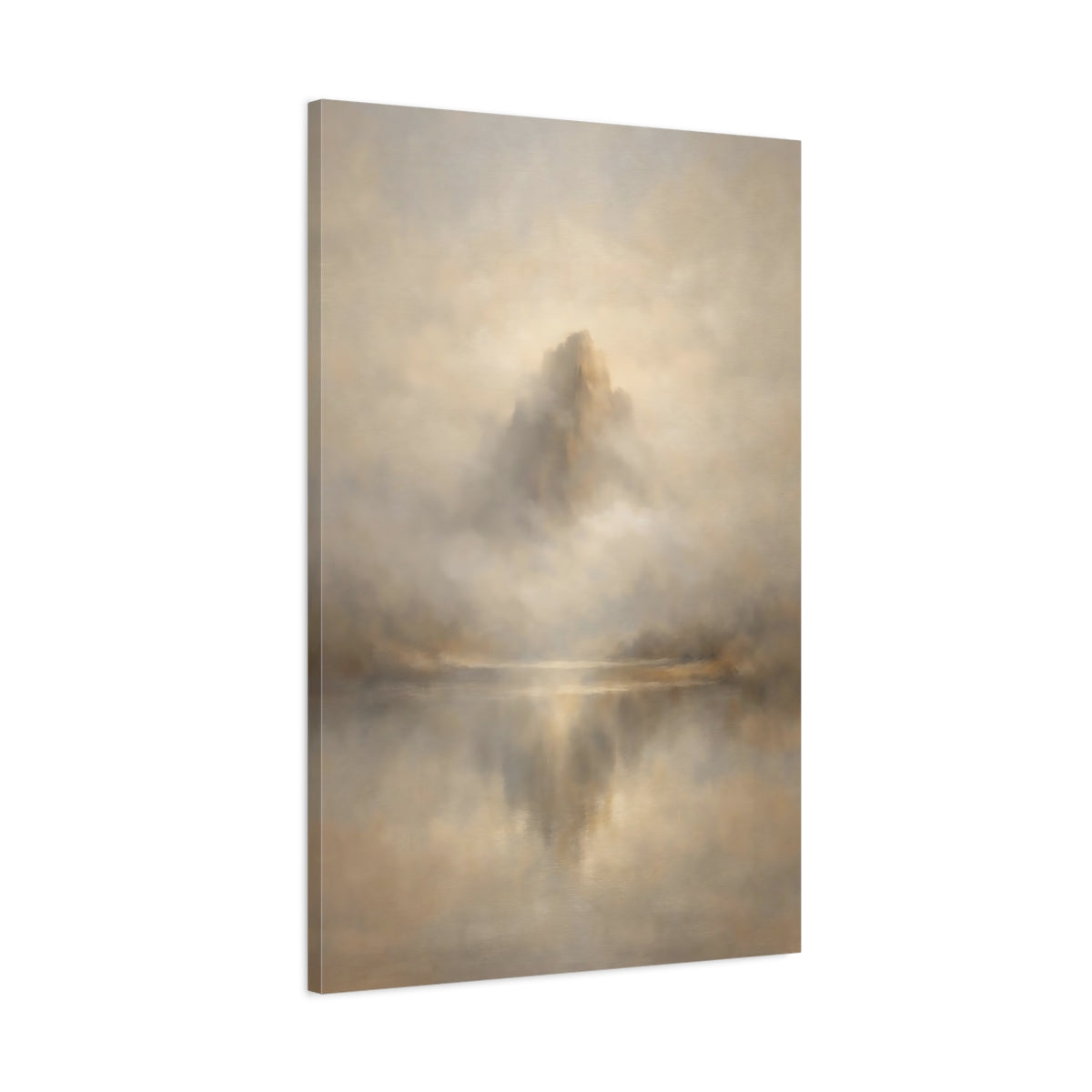 Side Mockup 1. Nature Mountain Brown Gold Landscape shown as stretched canvas wall art