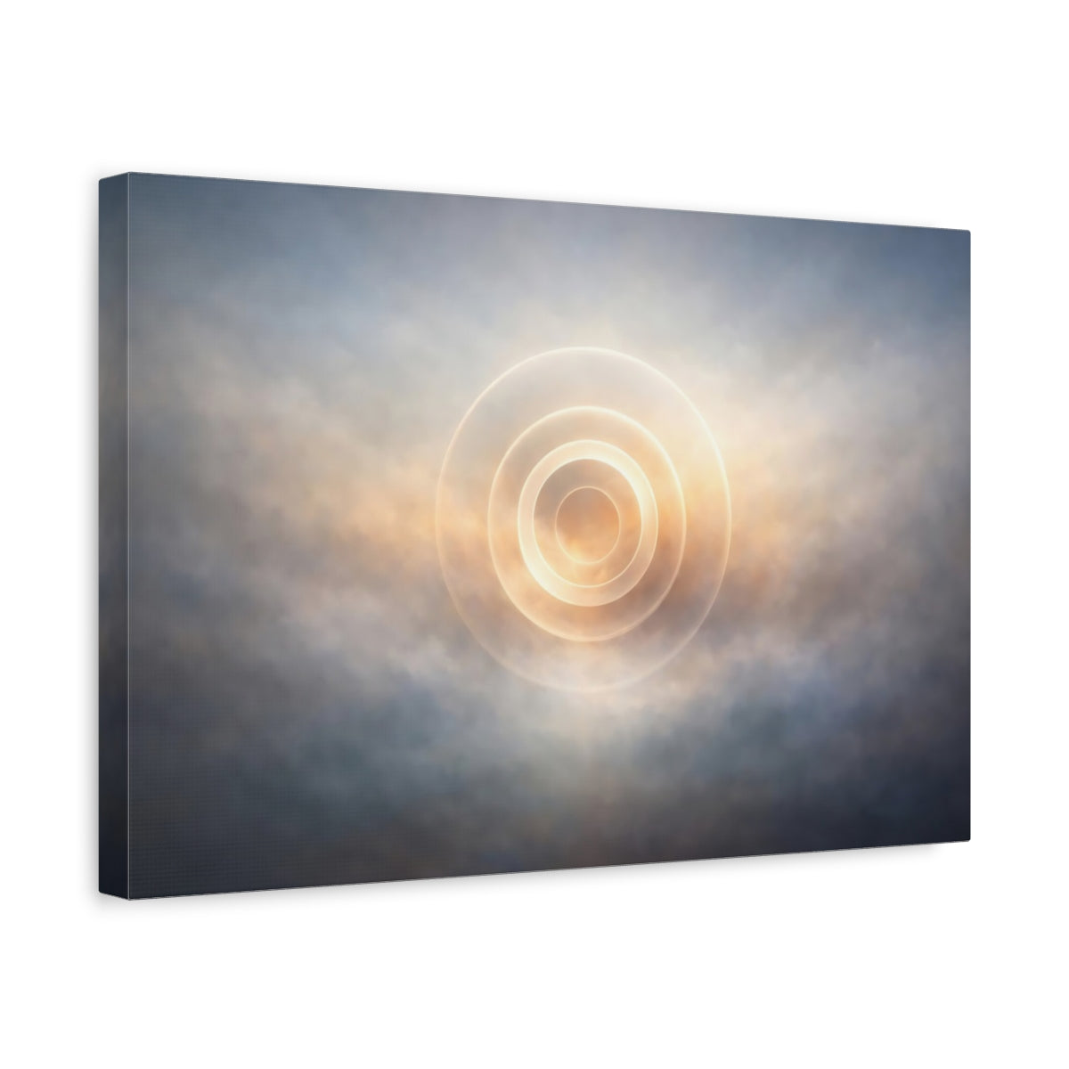 Side Mockup 4. Mist Depth Abstract Rings shown as stretched canvas wall art