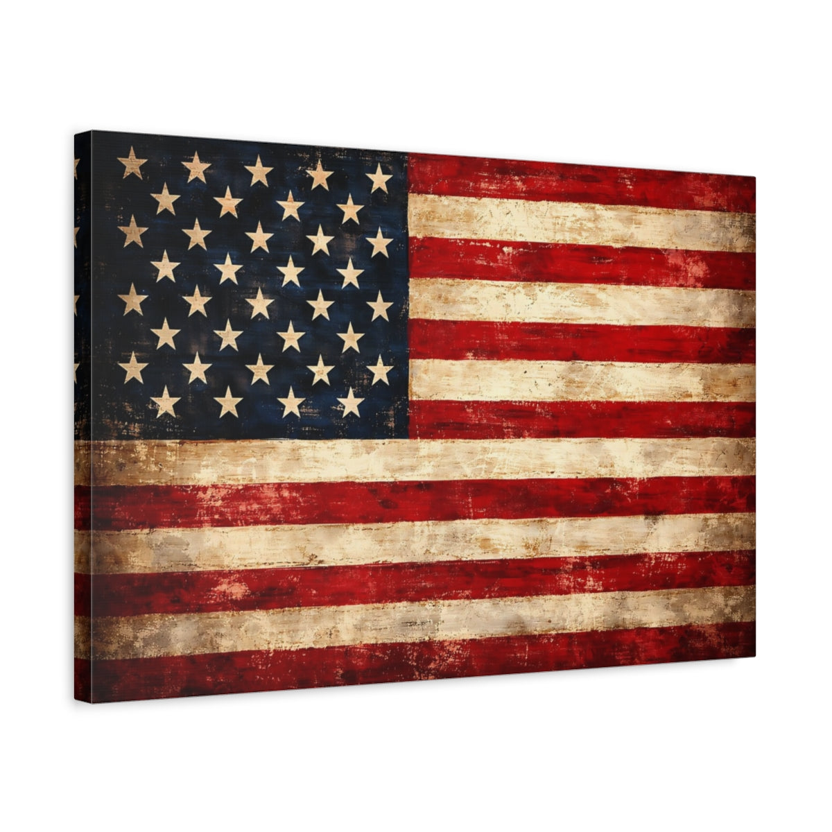 Vintage American Flag Distressed Us - Canvas Wall Art Print
