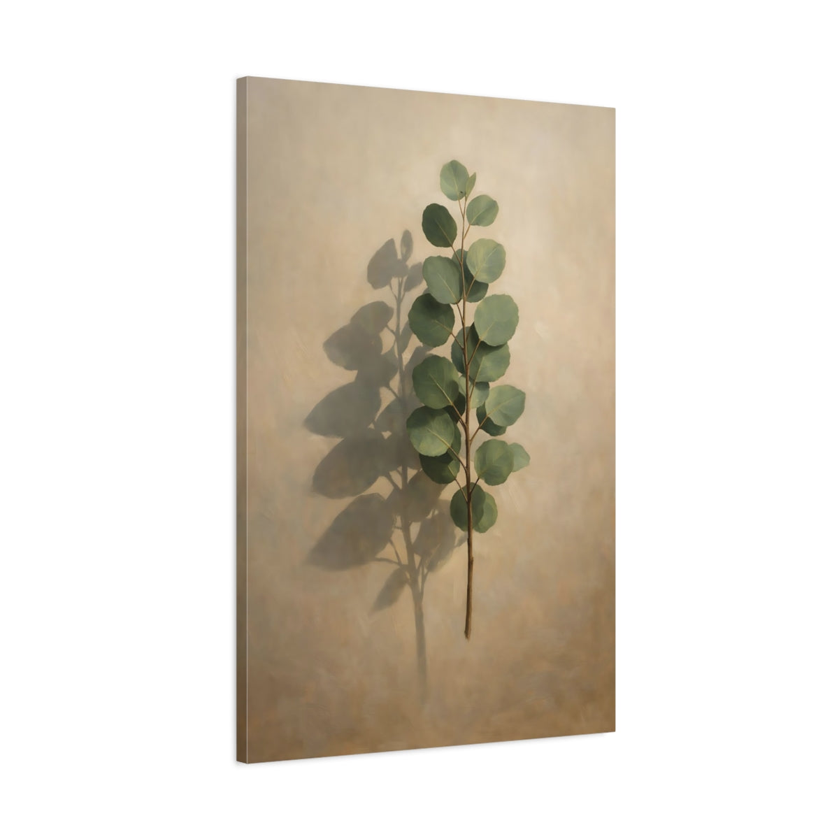 Side Mockup 1. Nature Eucalyptus Branch Eucalyptus Green shown as stretched canvas wall art