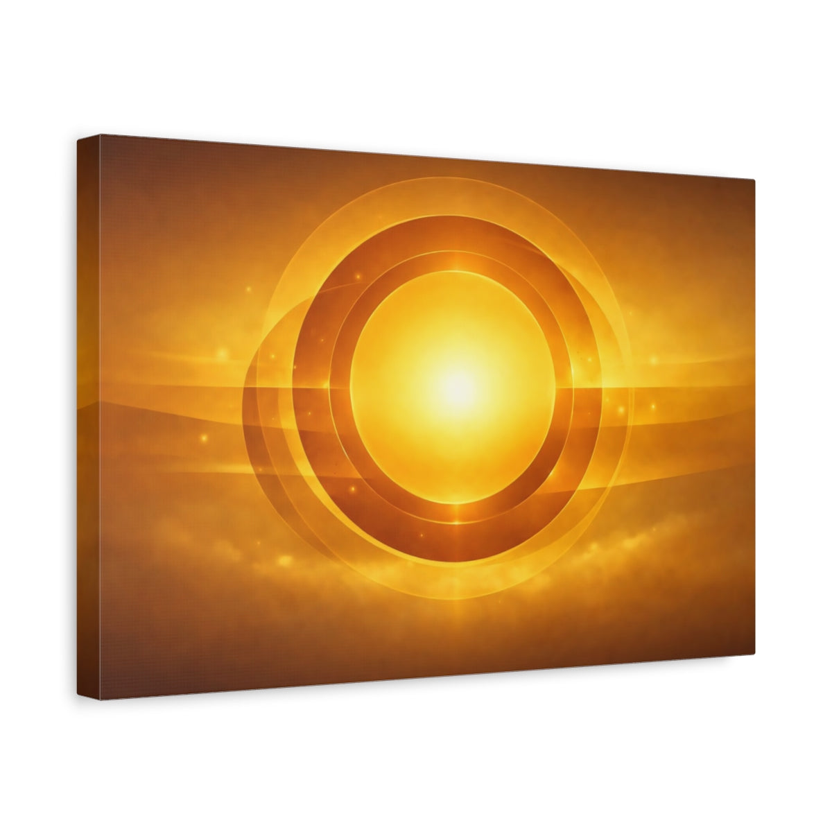 Golden Glow Circles Glowing Circle Abstract - Canvas Wall Art Print
