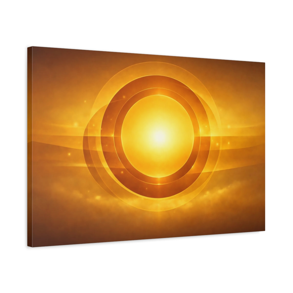 Golden Glow Circles Glowing Circle Abstract - Canvas Wall Art Print