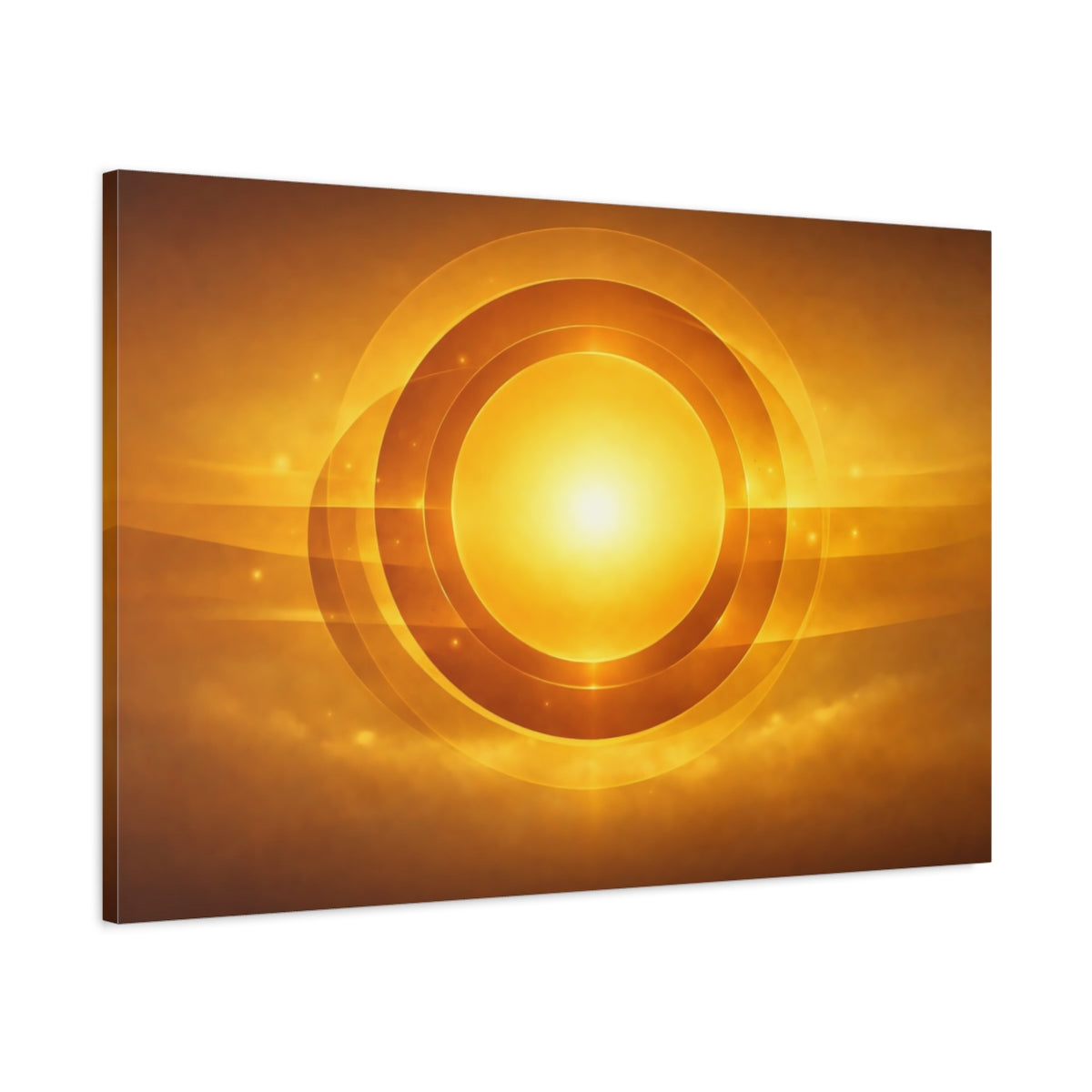 Golden Glow Circles Glowing Circle Abstract - Canvas Wall Art Print